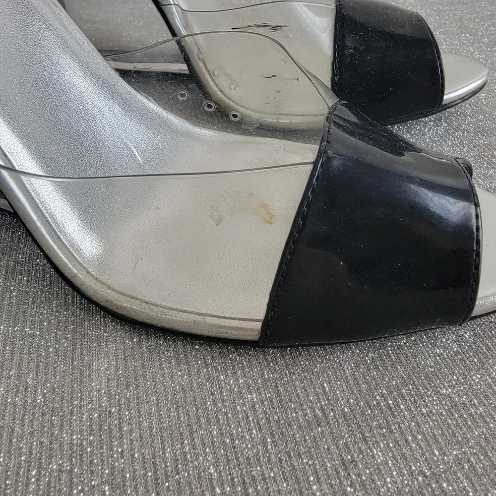 Yellow Box Bermuda Black and Clear Wedge Sandals